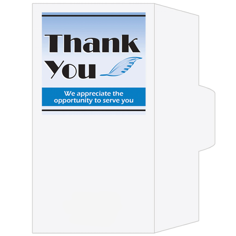 2 Color Pre-Designed Drive Up Envelope - Thank you - Feather, Side open Drive thru money envelopes 