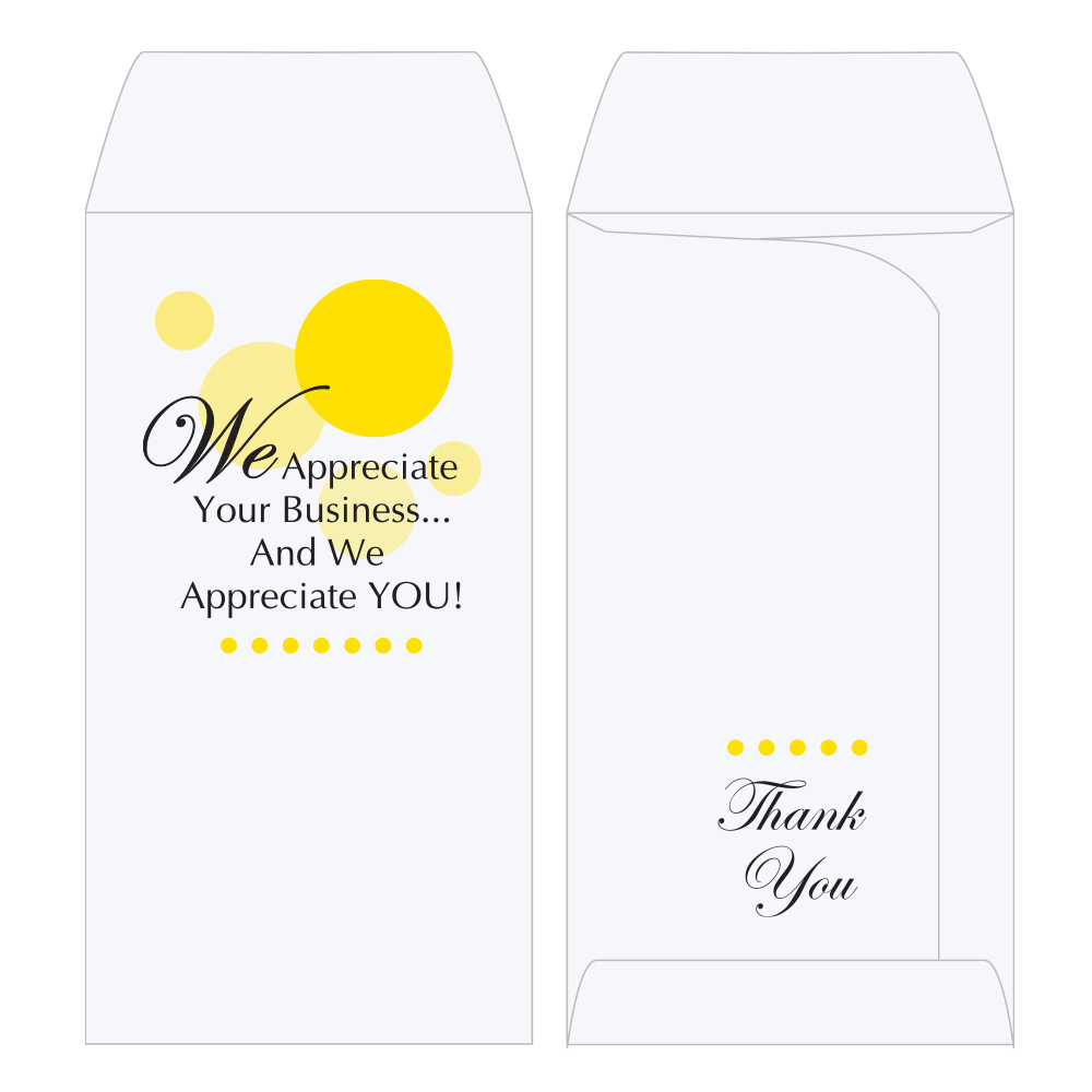 standard open end - 2 Color Pre-Designed Drive Up Envelope - We Appreciate You - Yellow