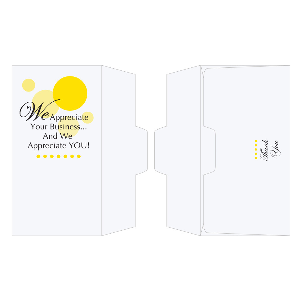 open side - 2 Color Pre-Designed Drive Up Envelope - We Appreciate You - Yellow