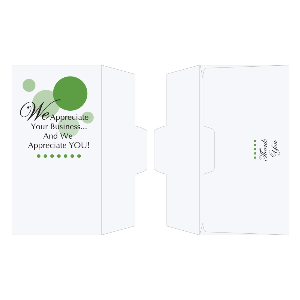 open side  - 2 Color Pre-Designed Drive Up Envelope - We Appreciate You - Green