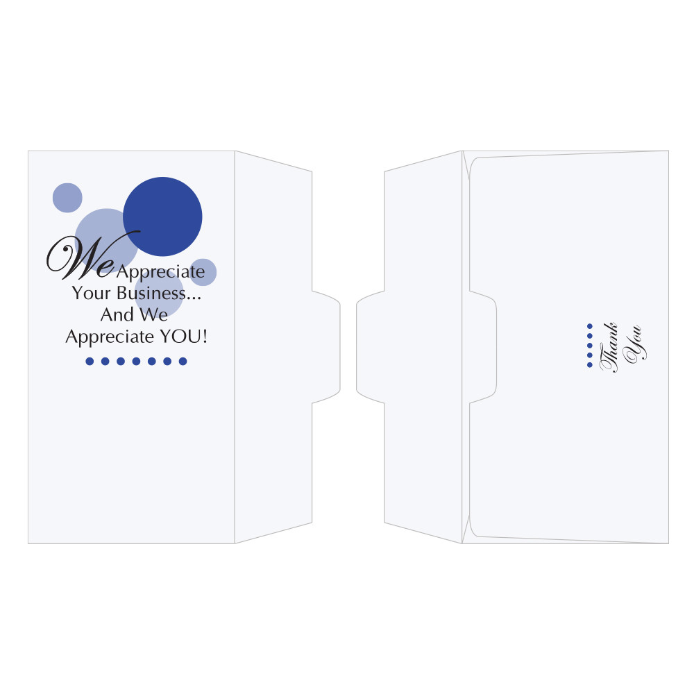 2 Color Pre-Designed Drive Up Envelope - We Appreciate You - Reflex Blue, Side open Drive thru money envelopes 