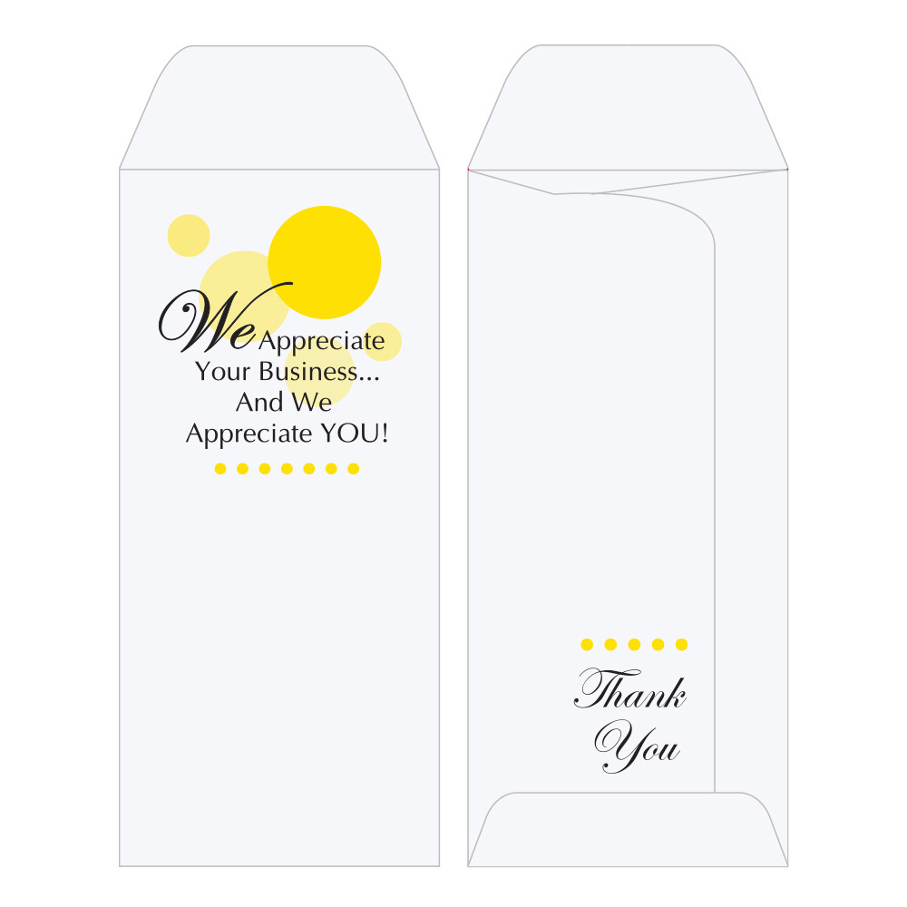 coin style - 2 Color Pre-Designed Drive Up Envelope - We Appreciate You - Yellow
