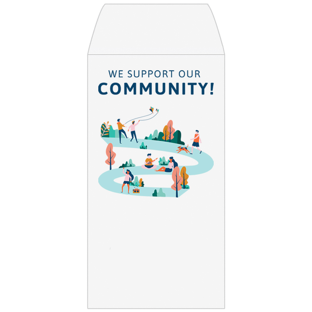 wide open end Full Color Pre-Designed Drive Up Envelope - We support our community! - Park