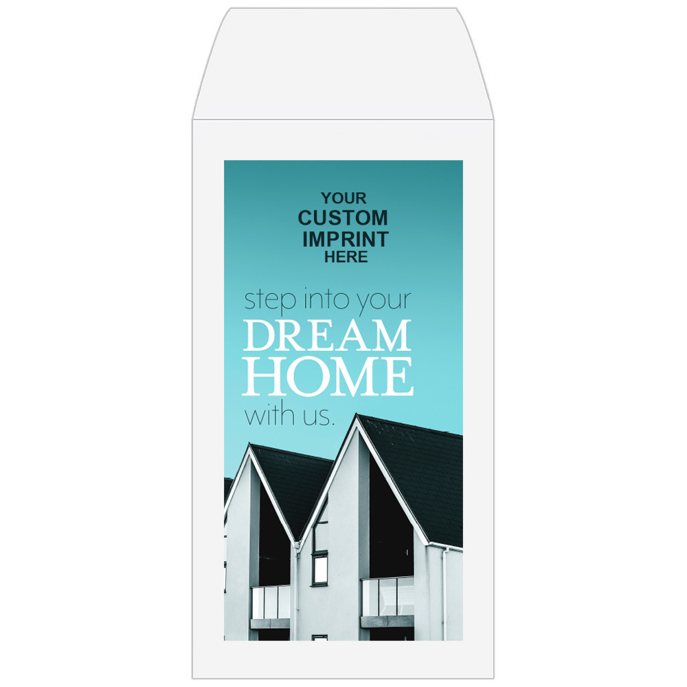 Full Color Pre-Designed Drive Up Envelope - Dream Home, Wide open end bank envelopes for cash wtih imprint location 