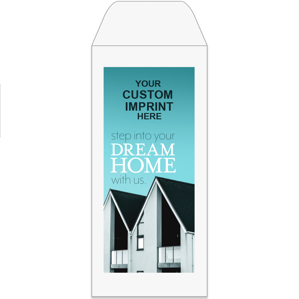 Full Color Pre-Designed Drive Up Envelope - Dream Home, Standard open Cash envelopes for drive up bank tellers  with imprint location 