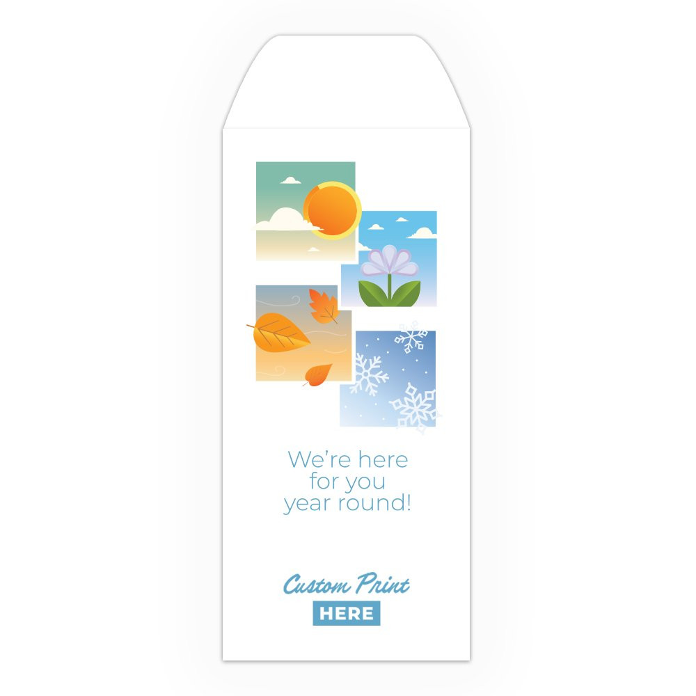 Here Year Round - Full Color Pre-Designed Drive Up Envelope - narrow