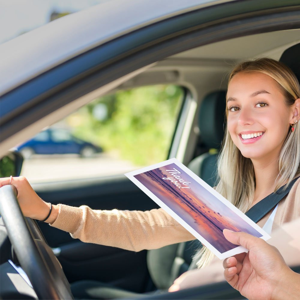 Thank You Sunset - Full Color Pre-Designed Drive Up Envelope - in use