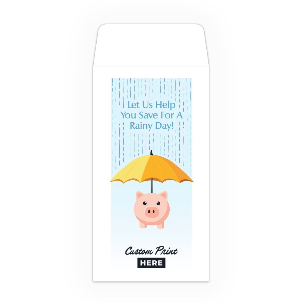 Rainy Day Savings - Coin Style: Custom Imprint - Full Color Pre-Designed Drive Up Envelope 