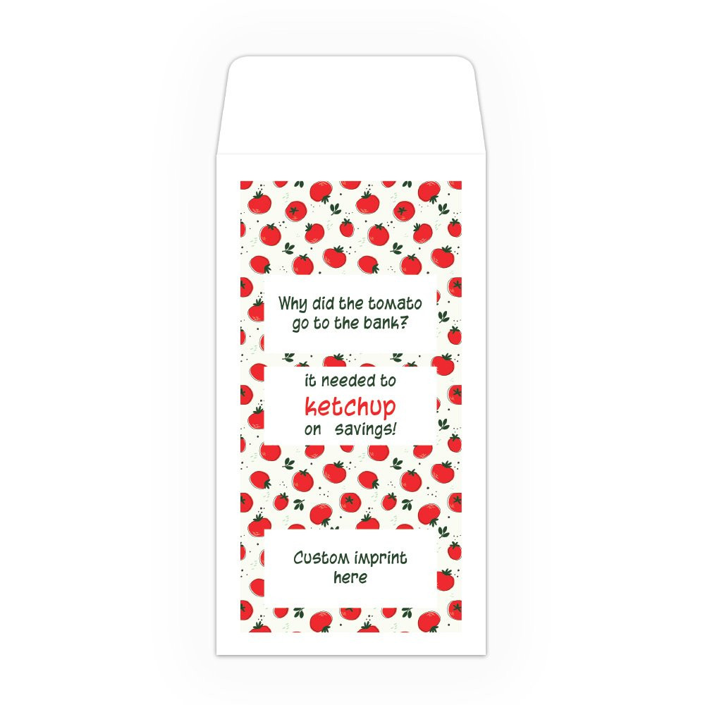 Tomato Bank - Coin Style: Custom Imprint - Full Color Pre-Designed Drive Up Envelope