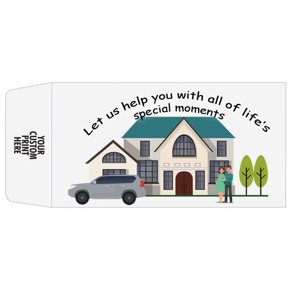Full Color Pre-Designed Drive Up Envelope - Special Moments, Coin style bank envelopes with imprint location 
