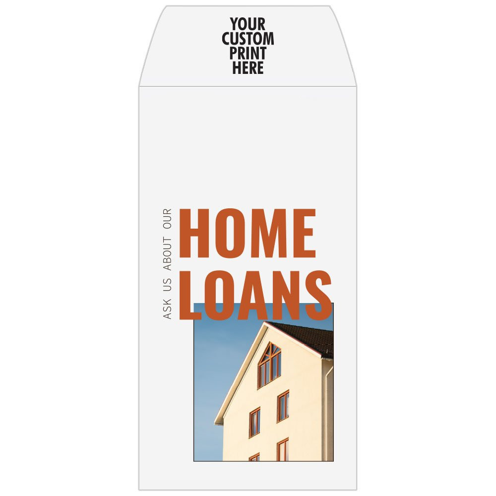 Wide open end bank envelopes for cash with imprint location -  Home Loans design on 4 Color Pre-Design Drive Up Envelope