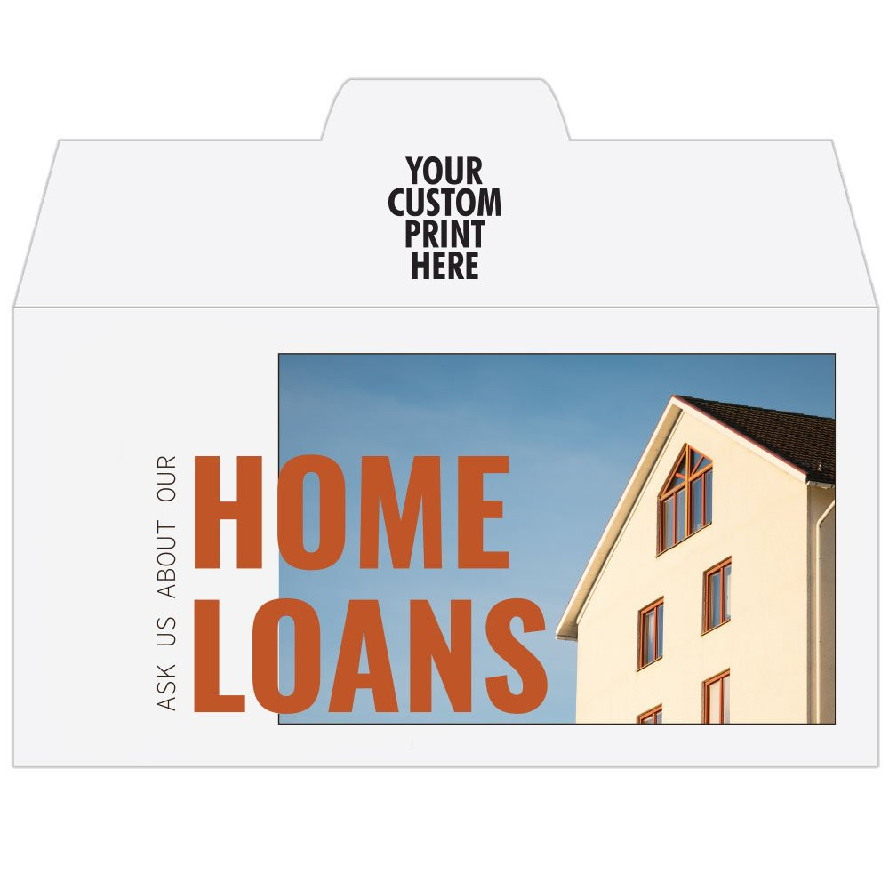 Side open Drive thru money envelopes with imprint location -  Home Loans design on 4 Color Pre-Design Drive Up Envelope