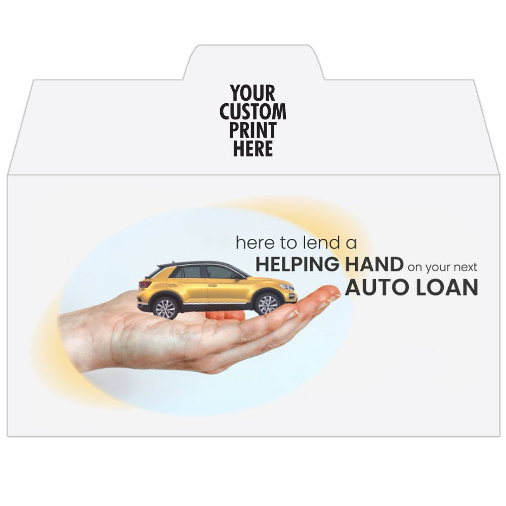 4 Color Pre-Design Drive Up Envelope - Auto Loan, Side open Drive thru money envelopes  with imprint location 