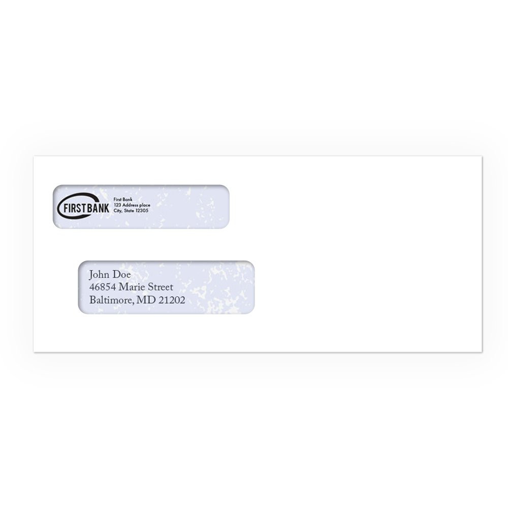 Self-Sealing Standard No. 9 Double Window Check Envelopes - Versa Check Software shown in use with check inside envelope 