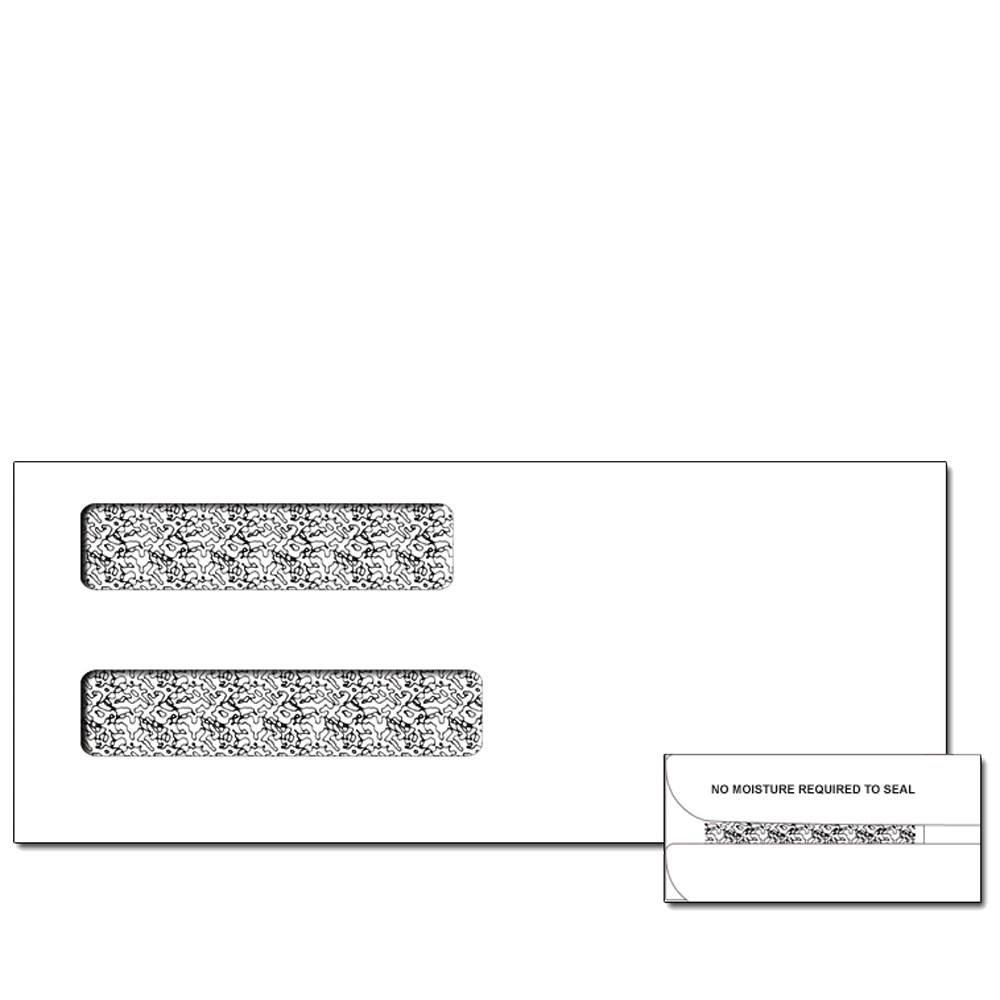 Self-Sealing 8-3/4W x 3-5/8H Double Window Check Envelopes - QuickBooks