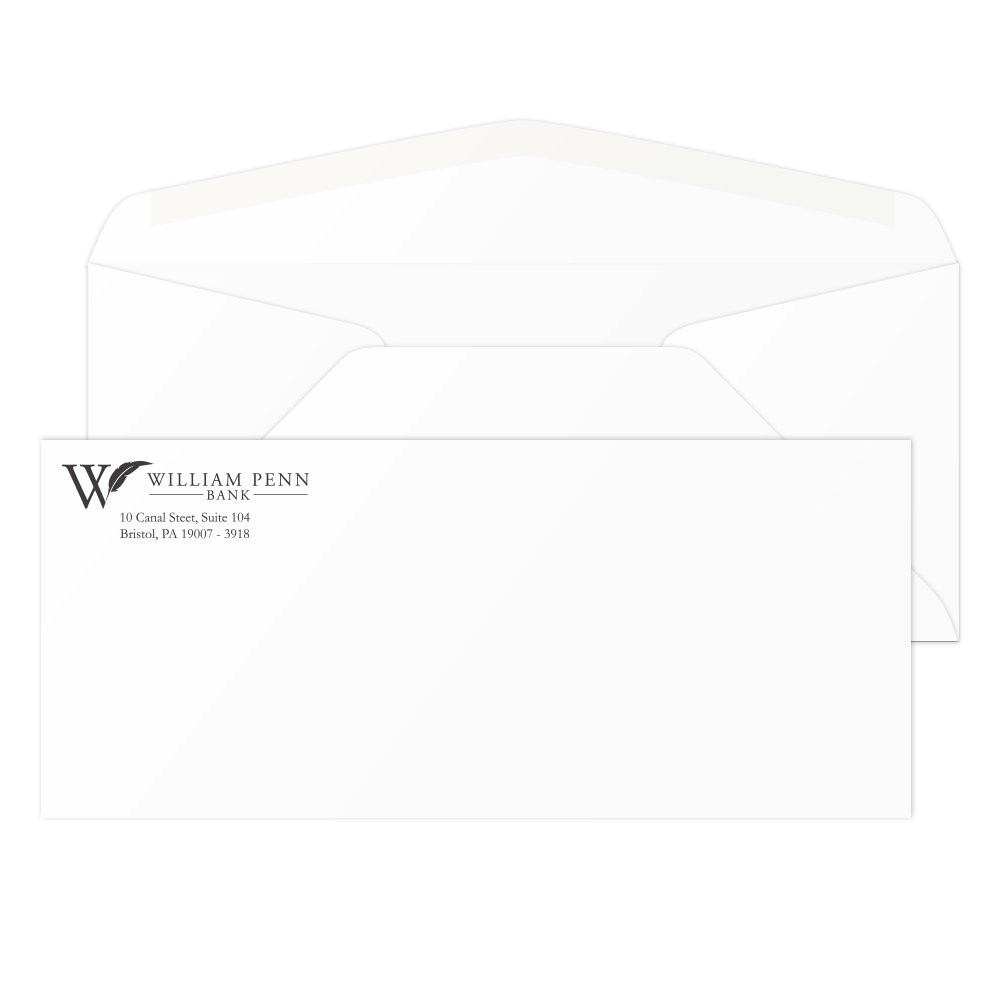#10 Business Mailing Envelopes w/ 1 black Imprint without window 