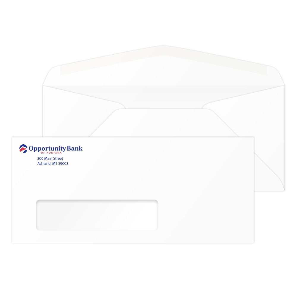 Business Mailing Env - #9, No Inside Tint, Windows & 2 Color Imprint