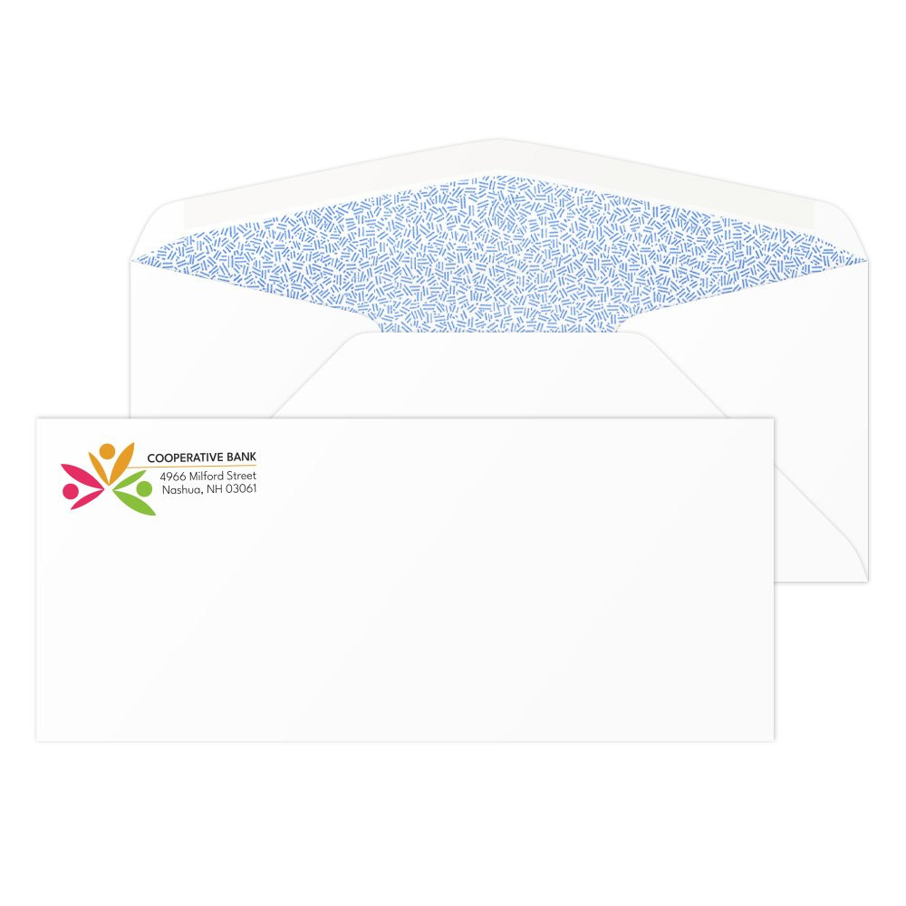 Business Mailing Env - #9, Blue Inside Tint, No Window & 4 Color Imprint