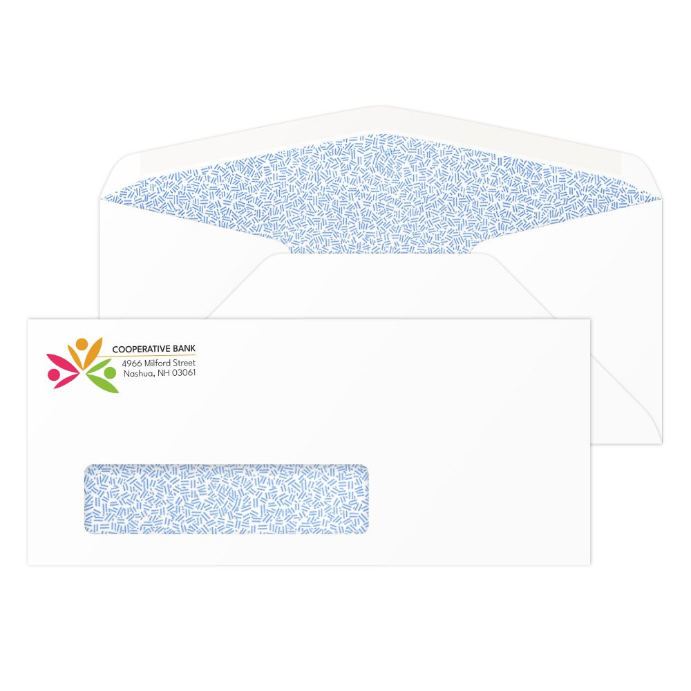 Business Mailing Env - #9, Blue Inside Tint, Windows & 4 Color Imprint