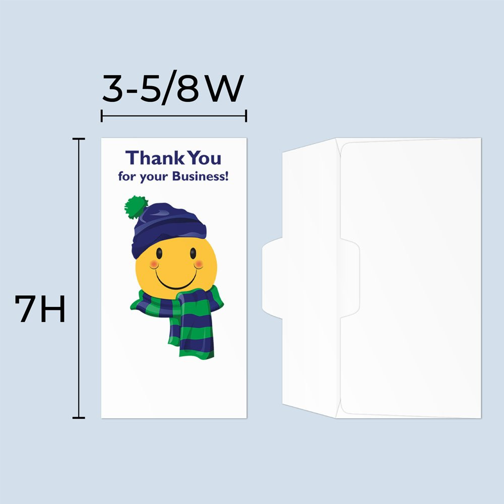 size chart: Open side, bank envelope measures: 7W x 3-5/8H