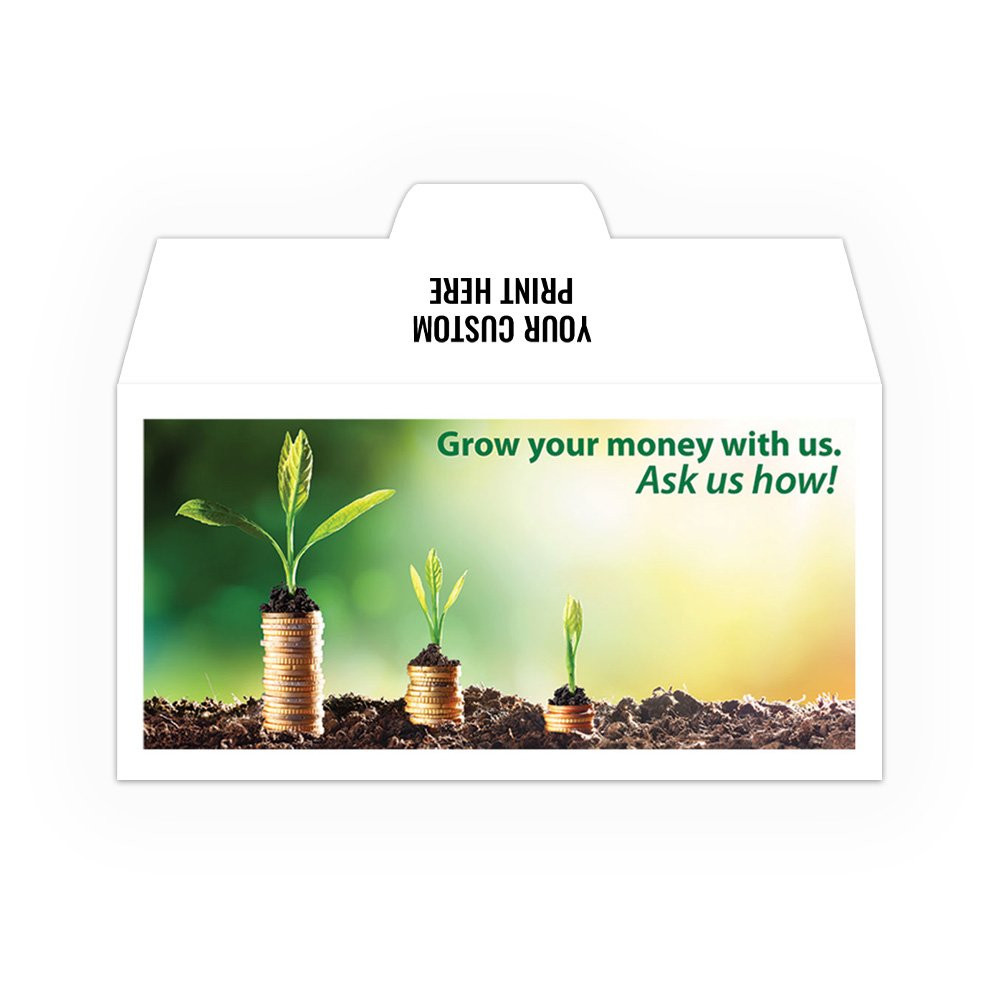 Grow Your Money - Add a 1-Color Logo - Drive Up Envelopes (500/Box); black imprint shown 