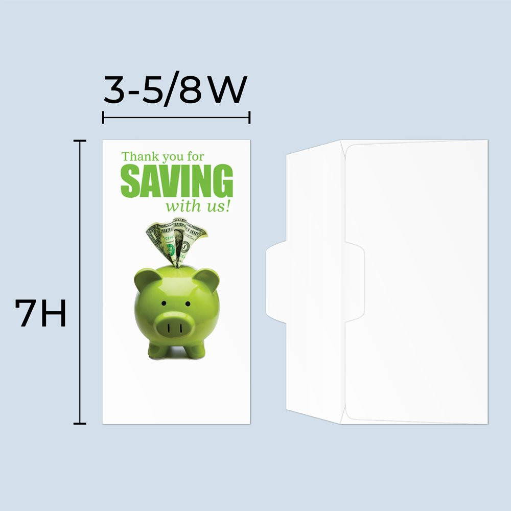 size chart : Open side, bank envelope measures: 7W x 3-5/8H.
