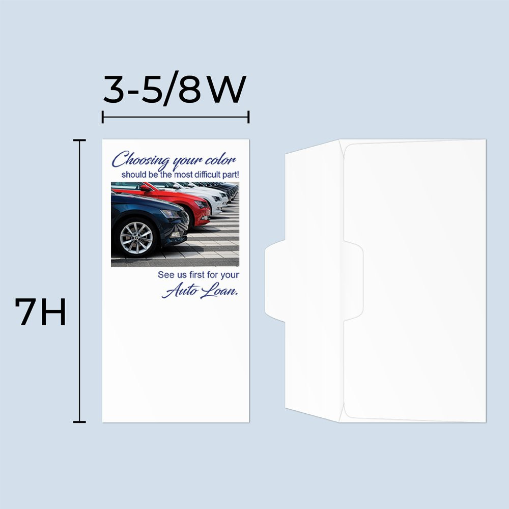 Drive up envelope size chart: 3-5/8 inch wide and 7 inch high 