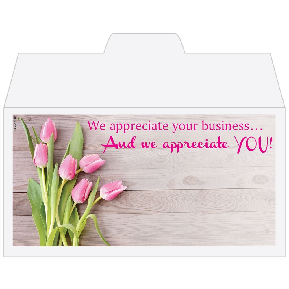 We Appreciate You - Tulips - Drive Up Envelopes (500/Box) - No Customization