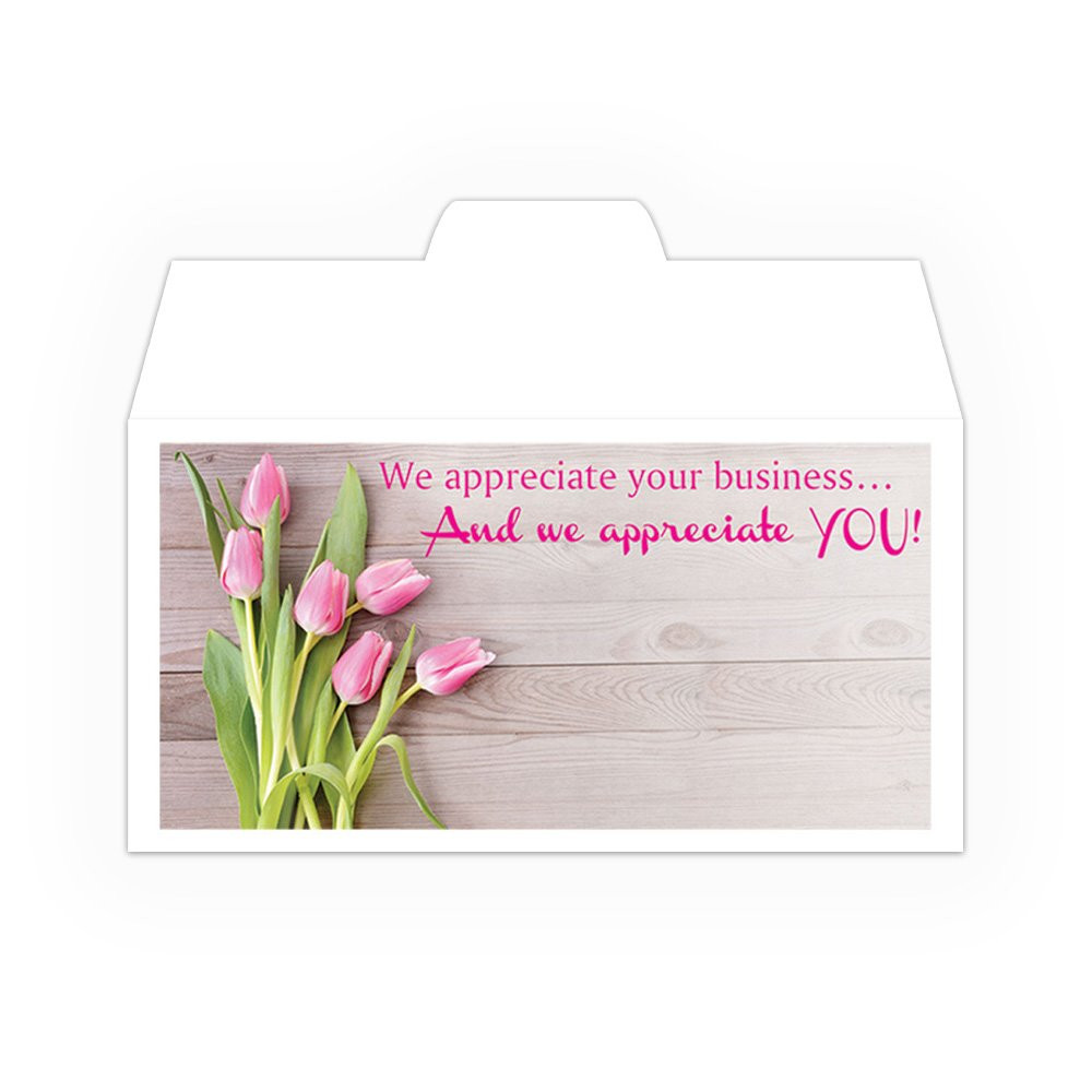 We Appreciate You - Tulips - plain ready for customization - Drive Up Envelopes (500/Box
