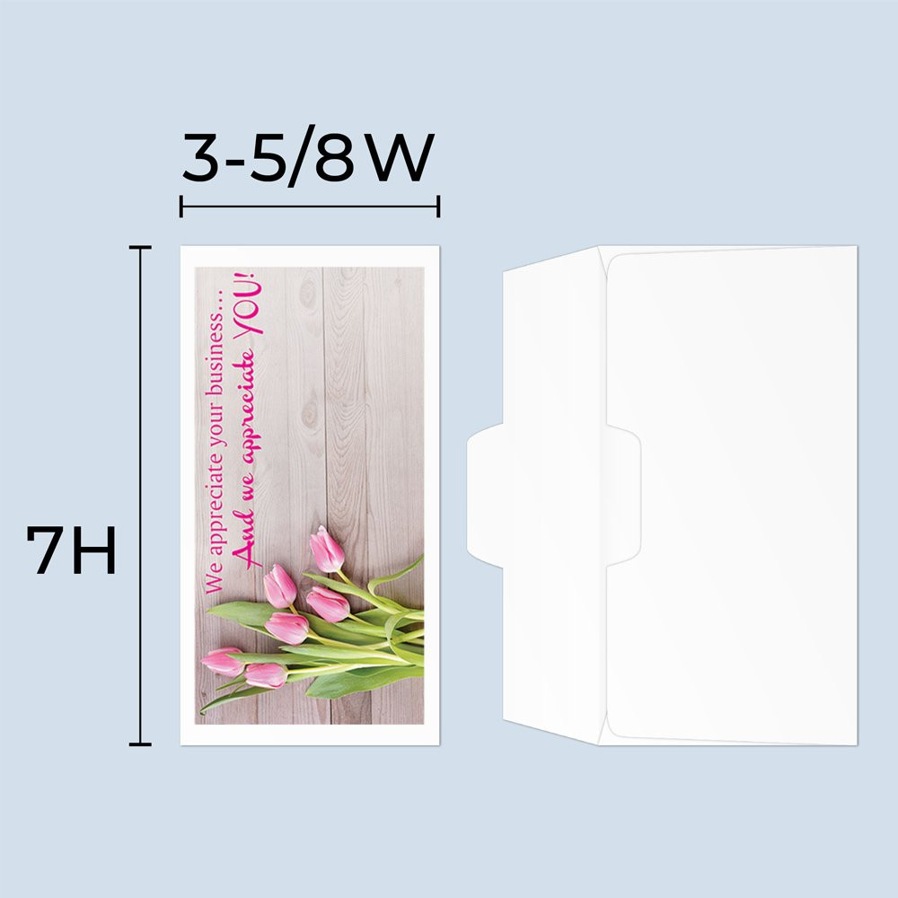 Drive up envelope size chart: 3-5/8 inch wide and 7 inch high 