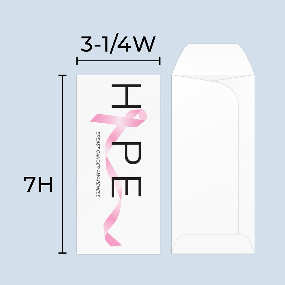 Drive up envelope size chart: 3-5/8 inch wide and 7 inch high 