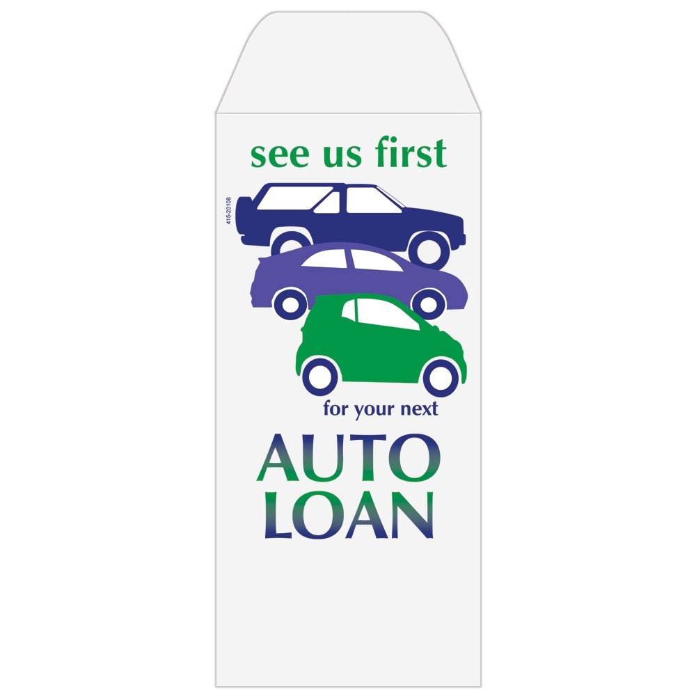 Auto Loan - See Us First - Add a 1-Color Logo - Drive Up Envelopes (500/Box) 