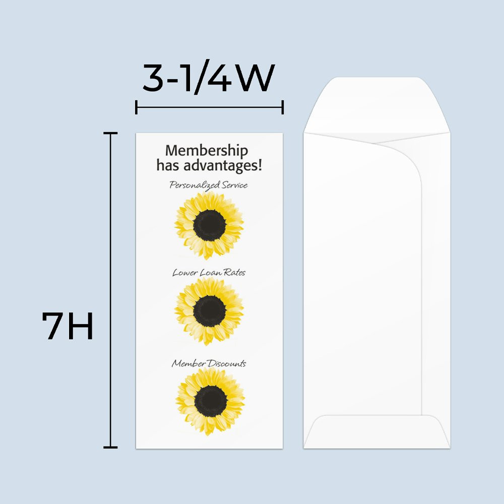 Drive up envelope size chart: 3-1/4 inch wide and 7 inch high 