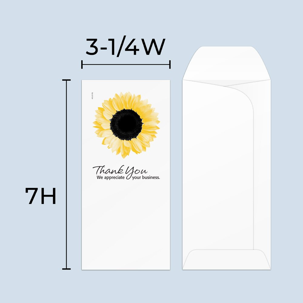 Drive up envelope size chart: 3-1/4 inch wide and 7 inch high 