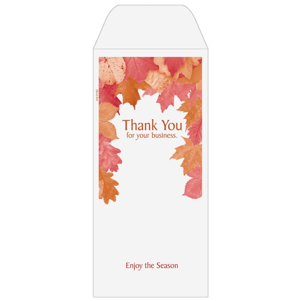 Thank You - Autumn Leaves - Add a 1-Color Logo - Drive Up Envelopes (500/Box)