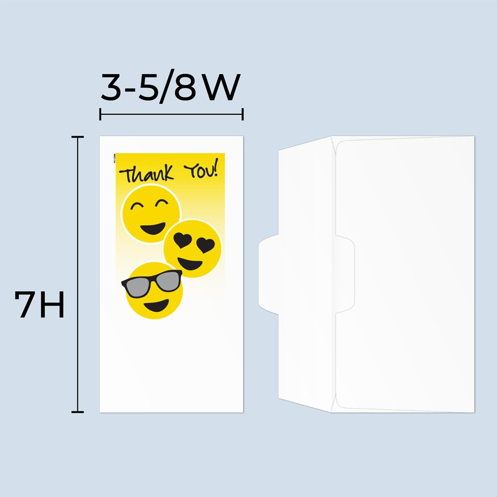 Drive up envelope size chart: 3-5/8 inch wide and 7 inch high; open side cash envelope