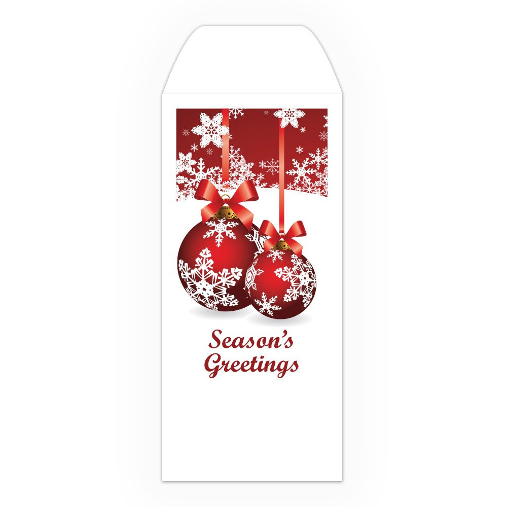 Holiday Drive Up Envelope - Season's Greetings - Bulbs - 4-Color Design Open End