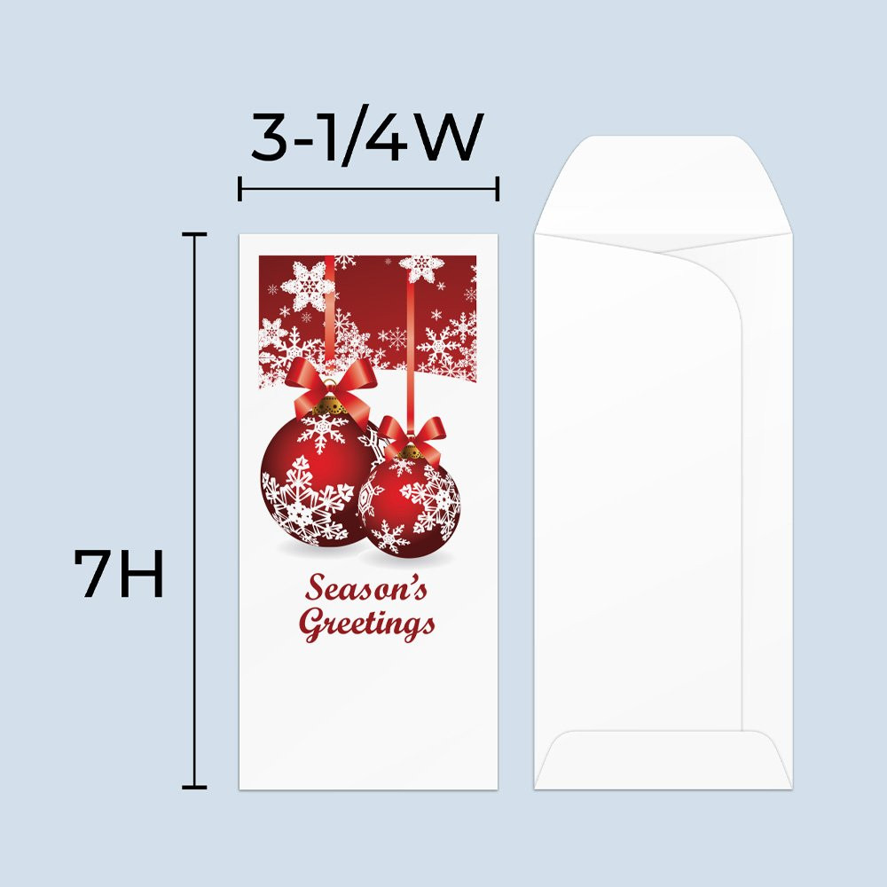 Drive up envelope size chart: 3-1/4 inch wide and 7 inch high; standard drive-up envelope 