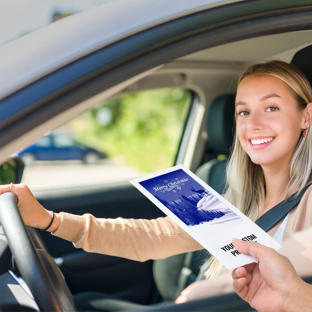 Drive up envelope in use with bank teller and banking customer