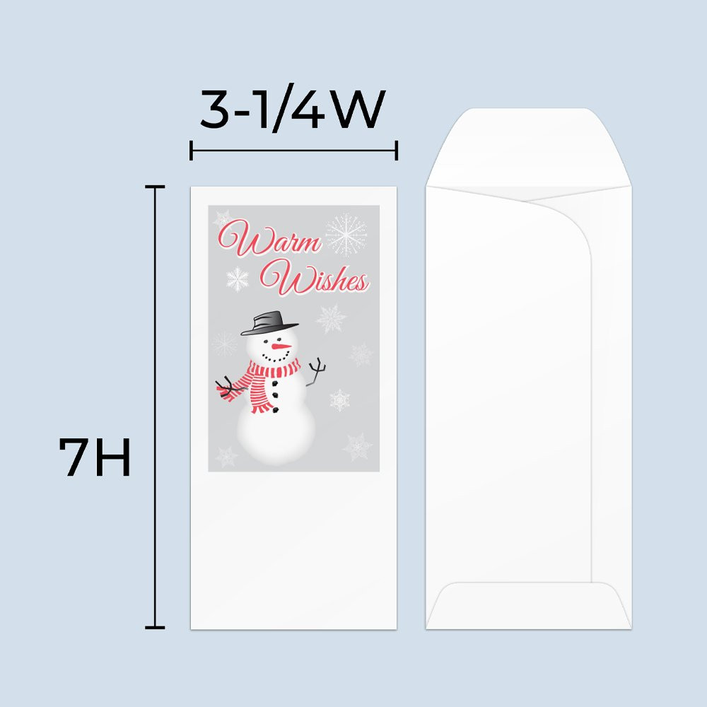 Drive up envelope size chart: 3-1/4 inch wide and 7 inch high; standard drive-up envelope 