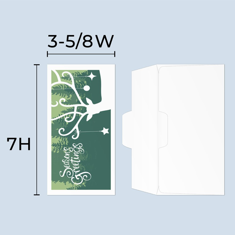 Drive up envelope size chart: 3-5/8 inch wide and 7 inch high; open side cash envelope