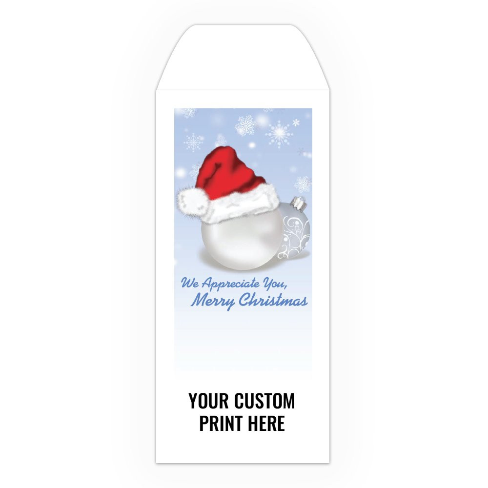 Holiday Drive Up Envelope - Merry Christmas - Santa Hat - Full Color - Open End-customized