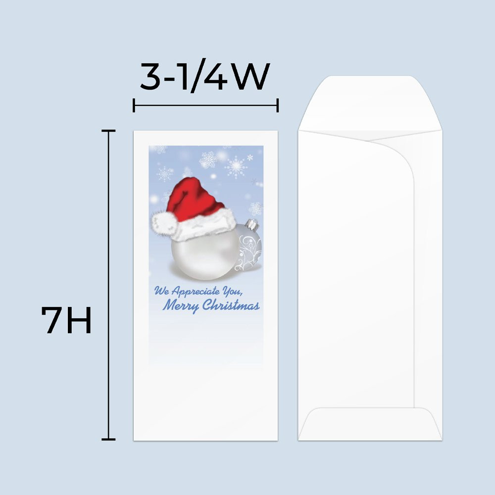 Drive up envelope size chart: 3-1/4 inch wide and 7 inch high; standard drive-up envelope 