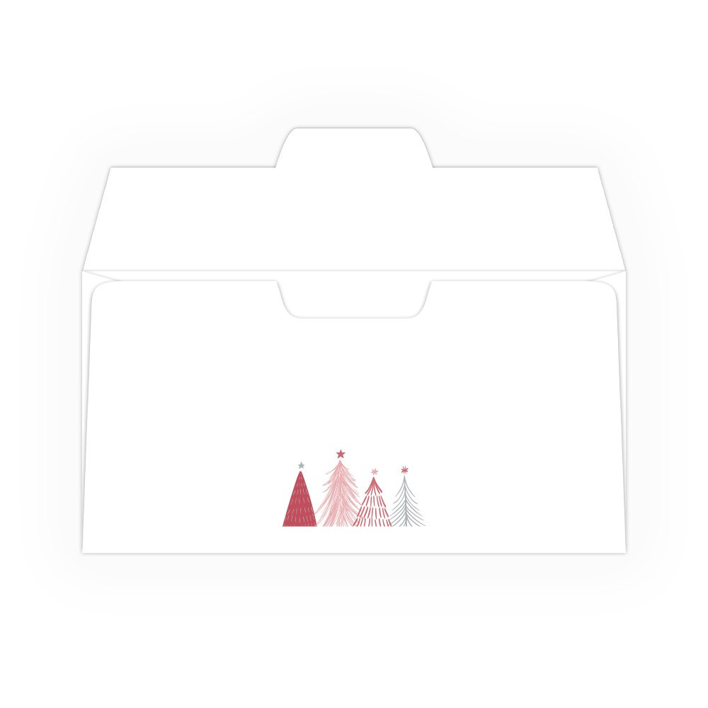 2 Color Pre-Designed Season's Greetings Trees side open drive thru money envelopes 