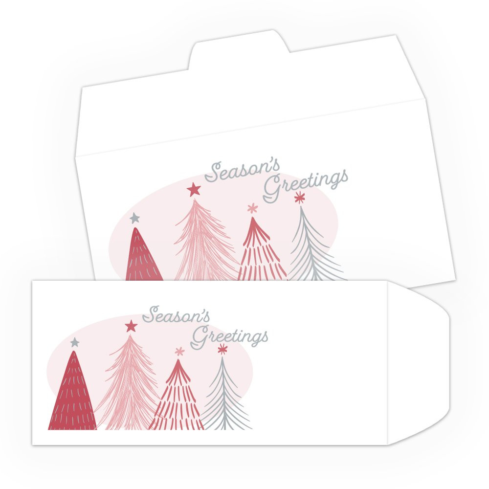 2 Color Pre-Designed Season's Greetings Trees Drive Up Envelope 