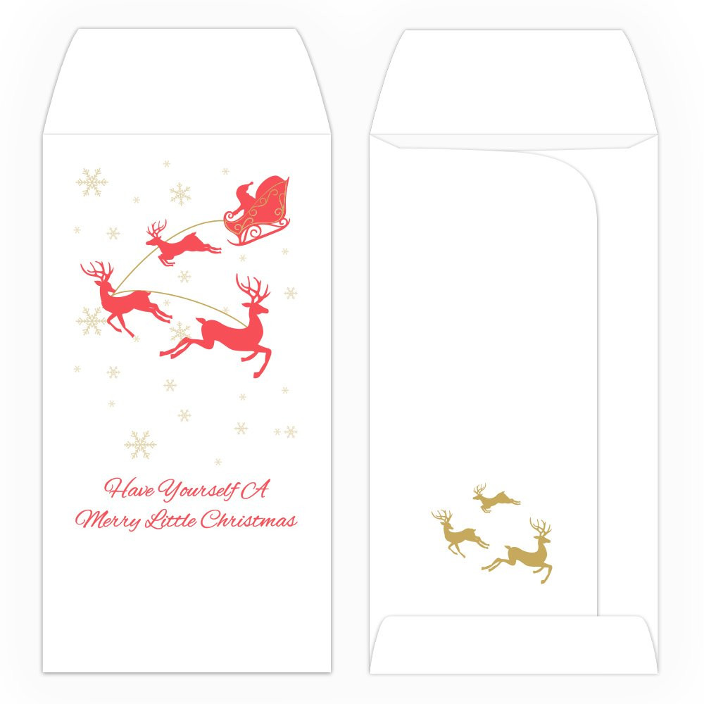 2 Color Pre-Designed Have Yourself A Merry Little Christmas wide open end bank envelopes for cash