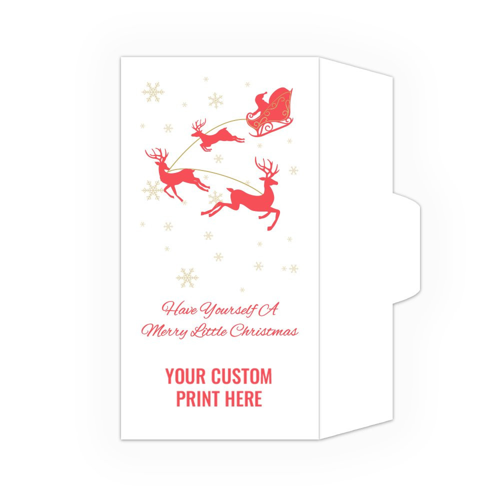 2 Color Pre-Designed Have Yourself A Merry Little Christmas side open drive thru money envelopes shown with custom imprint