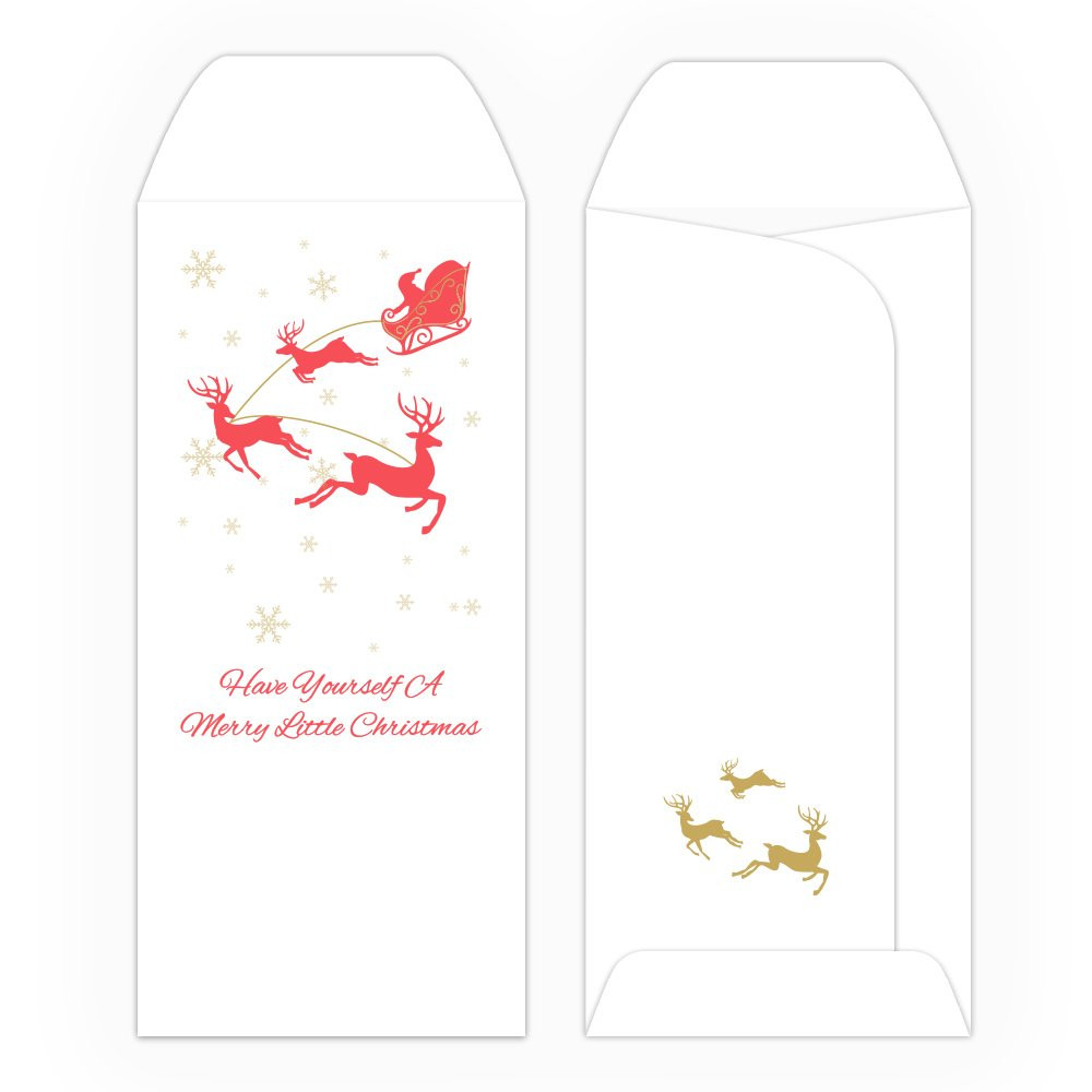2 Color Pre-Designed Have Yourself A Merry Little Christmas standard open cash envelopes for drive up bank tellers 