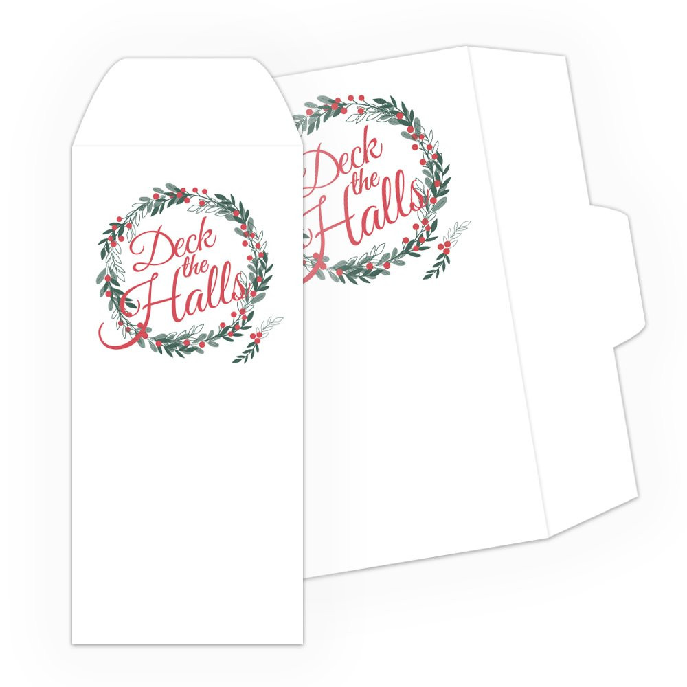 2 Color Pre-Designed Deck The Halls Drive Up Envelope 