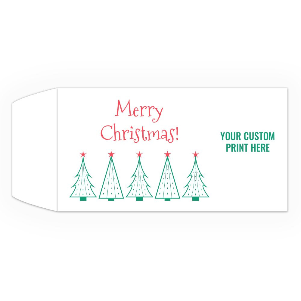 2 Color Pre-Designed wide open end bank envelopes for cash shown with imprint